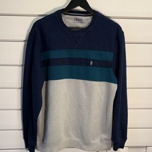 Izod Men's Blue and Gray Crewneck Sweater
